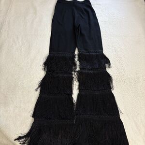 Nasty Gal Collection Women’s Fringe Flare Pants Size 4 Black Western Rave